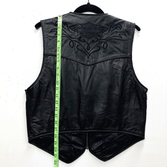 Harley Davidson Black Leather Biker Vest, Women's Large, Embroidered Logo, NEW - Picture 10 of 12